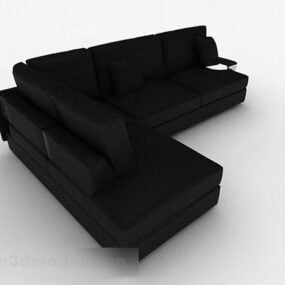 3д модель черного многоместного дивана V3