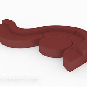 Modelo 3d de sofá multilugar vermelho