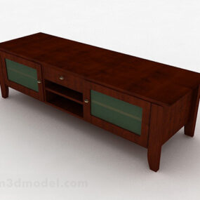 Brown Wooden Tv Cabinet V25 3d model