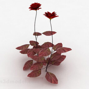 Red Flower Garden Plant V1 3d model
