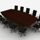 Hnědý konferenční stůl a židle V1
