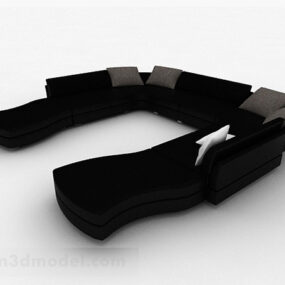 ブラックのミニマリストマルチシーターソファV1 3Dモデル