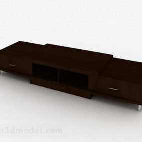 Καφέ ξύλινο ντουλάπι τηλεόρασης 3d μοντέλο