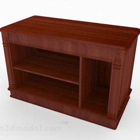 Brązowy drewniany prosty stolik nocny V1 Model 3D
