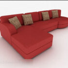 Red Minimalist Multi-seater Sofa V1