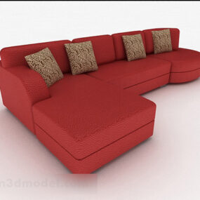 Red Minimalist Multi-seater Sofa V1 3d model