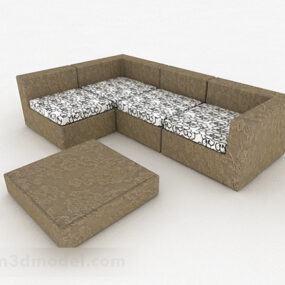 أريكة متعددة المقاعد باللون البني V8 نموذج ثلاثي الأبعاد