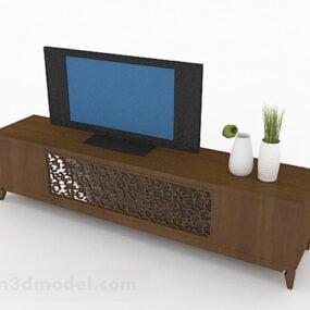Modelo 3D de móveis de mesa de TV marrom