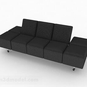 Sort flerseter sofa V6 3d modell