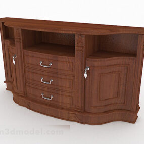 خزانة مكتب منزلية خشبية باللون البني V1 موديل 3D