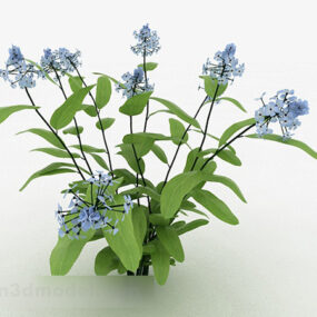 Blaue Blumengartenpflanze V2 3D-Modell