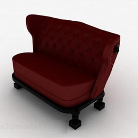 European Red Single Sofa V1 3d model