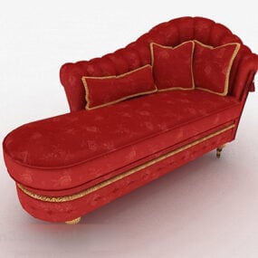 Red Multi Seats Classic Sofa Furniture 3d model