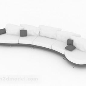Mẫu nội thất sofa cong nhiều chỗ màu trắng 3d