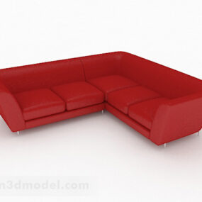 Red Minimalist Multi-seats Sofa 3d model