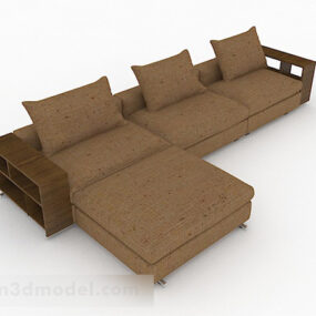 Canapé d'angle multi-places marron modèle 3D