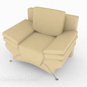 Yellow Leather Home Single Sofa 3d model
