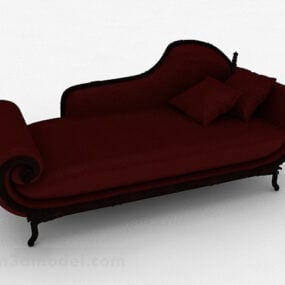 European Red Fabric Sofa Lounge Chair 3d model
