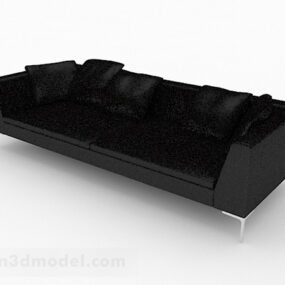 3д модель минималистичного многоместного дивана черного цвета