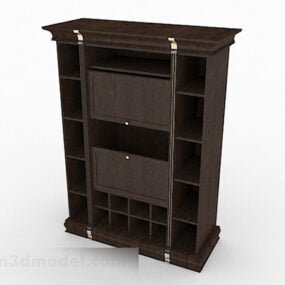 کتابخانه چوبی قهوه ای مدل V8 3d