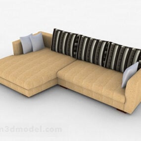 نموذج أريكة ثلاثي الأبعاد بسيط متعدد المقاعد باللون الأصفر