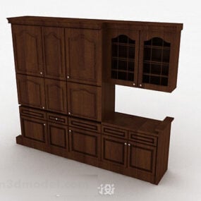 Vintage Wooden Brown Cabinet 3d model