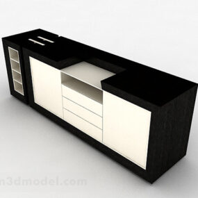 Μαύρο ξύλινο ντουλάπι τηλεόρασης V3 3d μοντέλο