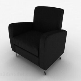Black Leather Single Sofa Furniture 3d model