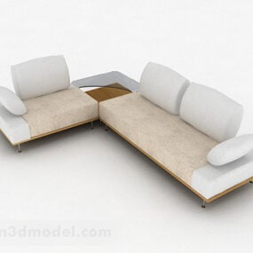 أريكة متعددة المقاعد لون بيج موديل 3D