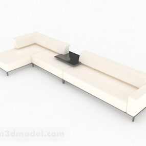 सफेद रंग मल्टी-सीट सोफा फर्नीचर 3डी मॉडल