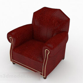 Red Leather Classic Single Sofa 3d model