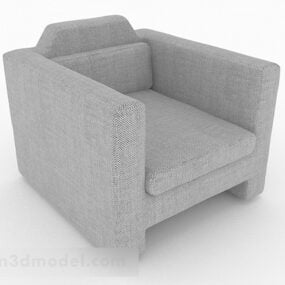 Gray Fabric Modern Single Sofa 3d model