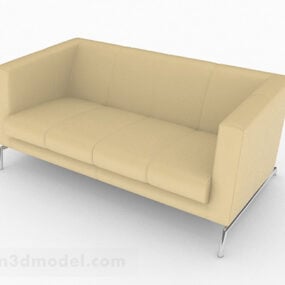 棕色布艺双人沙发设计3d模型