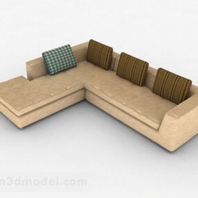 Model 3d Rekaan Sofa Berbilang tempat duduk Fabrik Coklat
