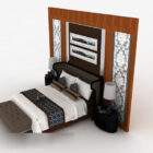 Domácí manželská postel s nástěnnou výzdobou