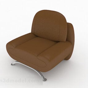 Brown Leather Minimalist Single Sofa 3d model