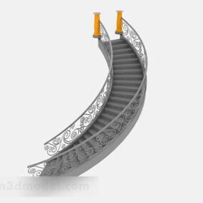 Gray Curved Stairs Furniture 3d model