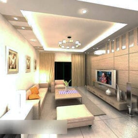 Modelo 3D de interior de design de móveis de sala de estar simples