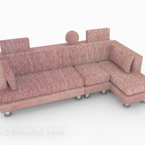 ピンクのマルチシートLソファ家具3Dモデル