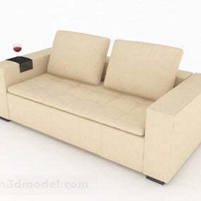 Yellow Leather Two Seats Sofa Furniture 3d model