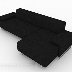 Black Multi-seats Corner Sofa Furniture 3d model