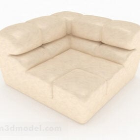 Beige Lether Single Sofa Furniture 3d model