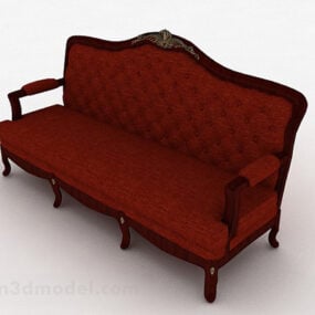 European Red Vintage Sofa Furniture 3d model