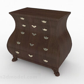 Wooden Brown Office Cabinet Furniture 3d model