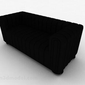 ריהוט ספה דו-מושבי שחור דגם תלת מימד