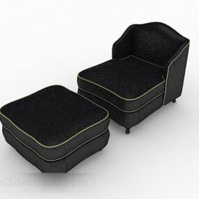 Black Style Minimalist Single Sofa Furniture 3d model