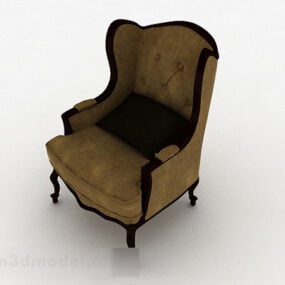 Furnitur Sofa Tunggal Coklat Antik model 3d