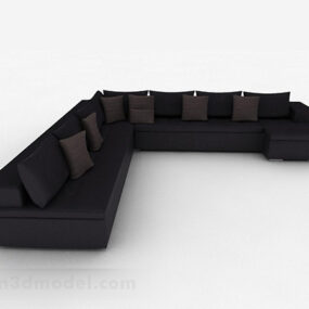 أريكة سوداء متعددة المقاعد نموذج ثلاثي الأبعاد