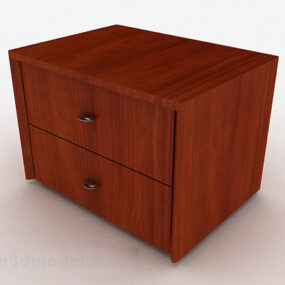Wood Bedside Table Furniture V1 3d model