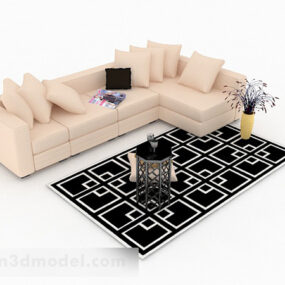 पीला मल्टी-सीट सोफा फर्नीचर V3 3डी मॉडल